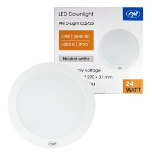 LED-Deckenleuchte PNI D-Light CL2425 24W, rund, 4200K, 230V Netzteil, 2640 lm, neutralweiß, Durchmesser 29 cm