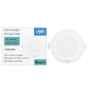 LED-Strahler PNI D-Light CL2506 6W, Einbau, rund, 120,5*28,4mm, 6400K, 230V Netzteil, 660 lm, weiß