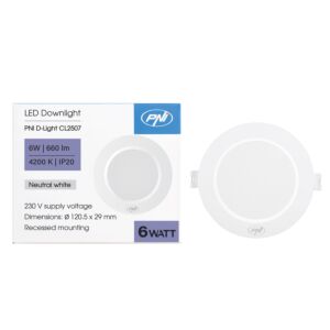 LED-Strahler PNI D-Light CL2507 6W, Einbau, rund, 120,5*28,4mm, 4200K, 230V Stromversorgung, 660 lm, weiß