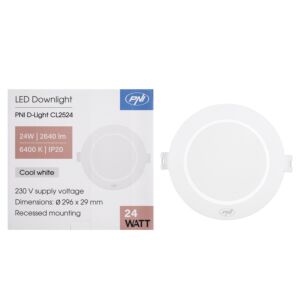 LED-Strahler PNI D-Light CL2524 24W, Einbau, rund, 296*29,1mm, 6400K, 230V Netzteil, 2640 lm, weiß