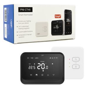 Smarter Thermostat PNI CT45 kabellos, mit WLAN, Internetsteuerung, für Heizanlagen, TuyaSmart APP