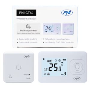 PNI CT62 Funk-Thermostat für Heizungsanlagen, beleuchtetes Display, Tagesprogramme
