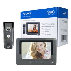 PNI DF930 Video-Gegensprechanlage mit 1 Monitor, 7-Zoll-LCD-Bildschirm, 800 x 480, elektromagnetischer Yala-Ausgang, schwarz