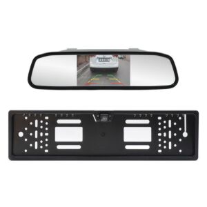 Drahtloses Parksystem PNI Escort P25 mit 4,3-Zoll-Display im Rückspiegel und Kamera im Nummernschildhalter