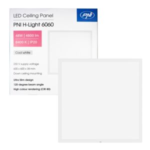LED-Panel PNI H-Light 6060 48W, 600x600mm, 4800lm, 6400K, Innenbereich, Einbau