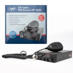 CB PNI Radiosender HP 8024 Escort mit einstellbarem ASQ und Netzteil 12V-24V