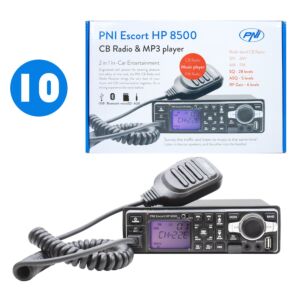 Bax mit 10 Stück CB-Funkgeräten und MP3-Player PNI