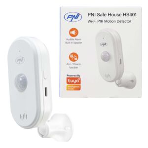 PNI SafeHouse HS401 PIR-Bewegungssensor mit WLAN, kompatibel mit der Tuya-Anwendung, 80-dB-Tonalarm, eingebauter Lautsprecher
