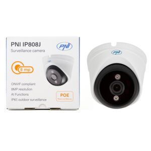 Videoüberwachungskamera PNI IP808J, POE, 8MP, Schwarzlicht, 2,8-mm-Objektiv, für den Außenbereich, weiß