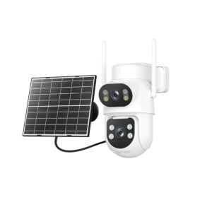 IP974S GSM 4G AOV Videoüberwachungskamera, PTZ, Dual-Objektiv 2MP + 2MP, 8W Solarpanel, 7800mAh Blockakku