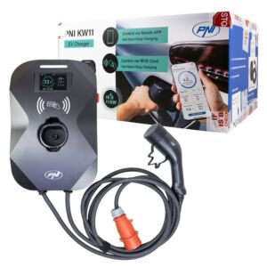 PNI Ladestation KW11, 16A, 11KW, für Elektroautos, 85V - 415V, dreiphasig, Kabel Typ 2 und 7-poliger Stecker