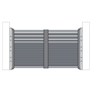 Satz PNI MAB3000 Aluminium-Schwingtore mit zwei 1,5 m breiten Flügeln und 1,7 m Höhe