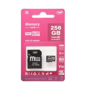 PNI 256GB MicroSD-Speicherkarte mit SD-Adapter