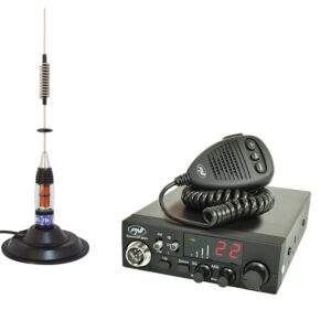 CB PNI ESCORT HP 8024 ASQ-Radiosenderpaket, 12-24 V, 40 Kanäle, 4 W + CB PNI ML70-Antenne mit Magnet