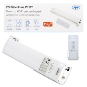 Intelligenter Motor für Vorhänge, PNI SafeHome PT923 WiFi-Vorhänge, mit mitgelieferter Fernbedienung, gesteuert mit der Tuya-Anwendung 