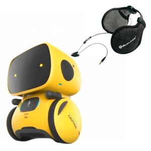 PNI Robo One interaktives intelligentes Roboterpaket, Sprachsteuerung, Touch-Tasten, gelbe + Midland Subzero-Kopfhörer