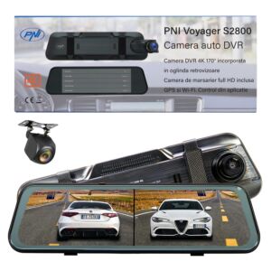 PNI Voyager S2800 UHD 4K 170° Auto DVR Kamera im Rückspiegel eingebaut, 9,66 Zoll, IPS Touchscreen, Monitor