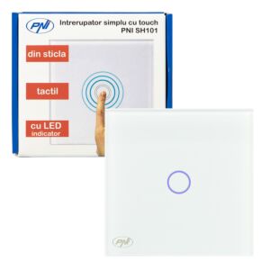 Einfacher Schalter mit Glas PNI SH101 Touch, weiß mit LED-Anzeige