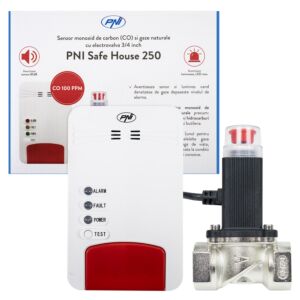 PNI Safe House Dual Gas 250-Kit mit Kohlenmonoxid (CO) -Sensor und Erdgas- und Magnetventil