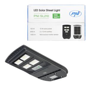 PNI SL210 6.5W Straßenleuchte PNI SL210 6.5W, mit eingebautem Solarpanel 10W, 6500K, 1000lm, 2 x eingebauter 10Ah Akku,
