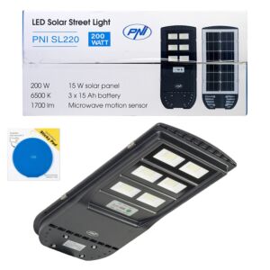 PNI SL220 200W Straßenbeleuchtungsset mit integriertem Solarpanel + Klebepad (blau)