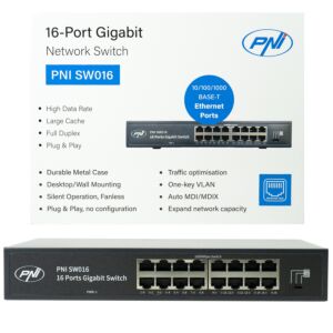 Switch PNI SW016, 16 x 10/100/1000 Mbit/s, Gigabit, Metallgehäuse