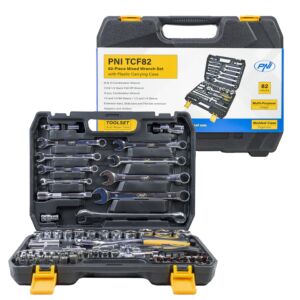 Multifunktionsset mit Rohr- und Festschlüsseln PNI TCF82, 82-teilig, Kunststoffbox