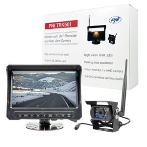 PNI TRK501 Drahtlose Rückfahrkamera und LCD-Monitor mit DVR-Funktion, Micro-SD-Kartensteckplatz, IR-LEDs, für LKWs