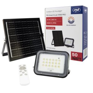 PNI GreenHouse WS50 PRO 50W LED-Strahler mit 6W Solarpanel, 5000mAh Akku, 800lm, Fernbedienung, Timing und Helligkeit