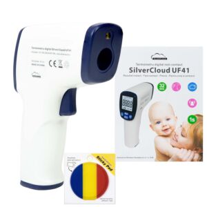 SilverCloud UF41 Digital Body & Surface Thermometer Bundle mit Haft-Flaggen-Pad enthalten