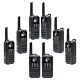 Kit mit 8 tragbaren Radiosendern PNI PMR R80 PRO 0,5 W, 16 Kanäle, wasserdicht IP67, mit LED-Taschenlampe, SOS-Taste, VOX, USB-C